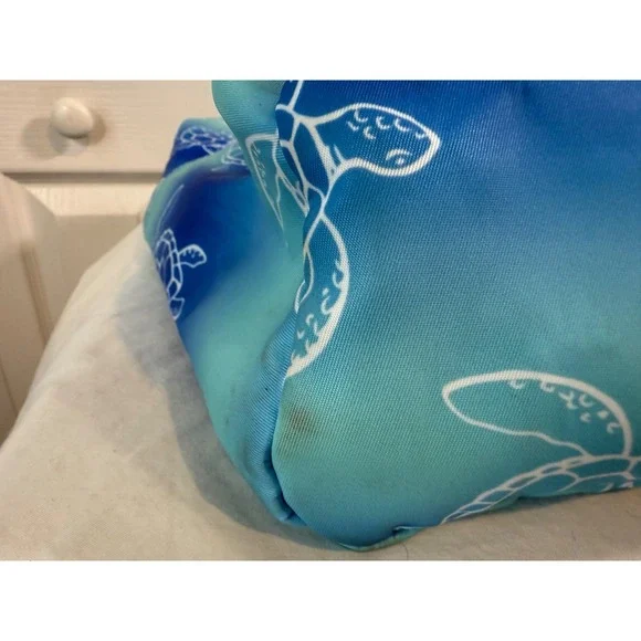 Sea Turtle Ombré Beach Tote Bag with Matching Towel Blue Green Ocean Print - Picture 7 of 12